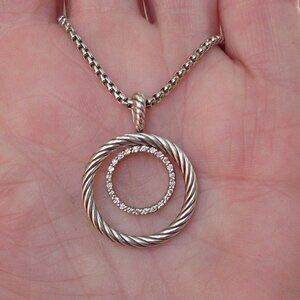 Retired David Yurman Round Mobile Diamond Pendant w/Chain - 925 Sterling